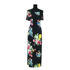 Janette Plus Black Floral Off Shoulder Maxi Dress Boho Size 2X